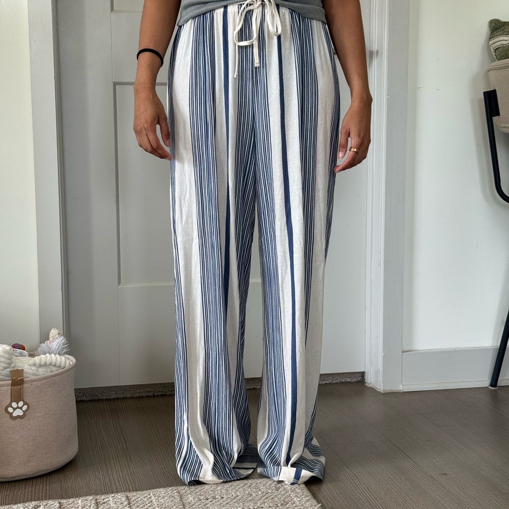 H&M Blue and White Wide Leg Pants